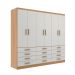Guarda-Roupa Casal New Monaco 6 Portas 12 Gavetas Branco e Cinamomo