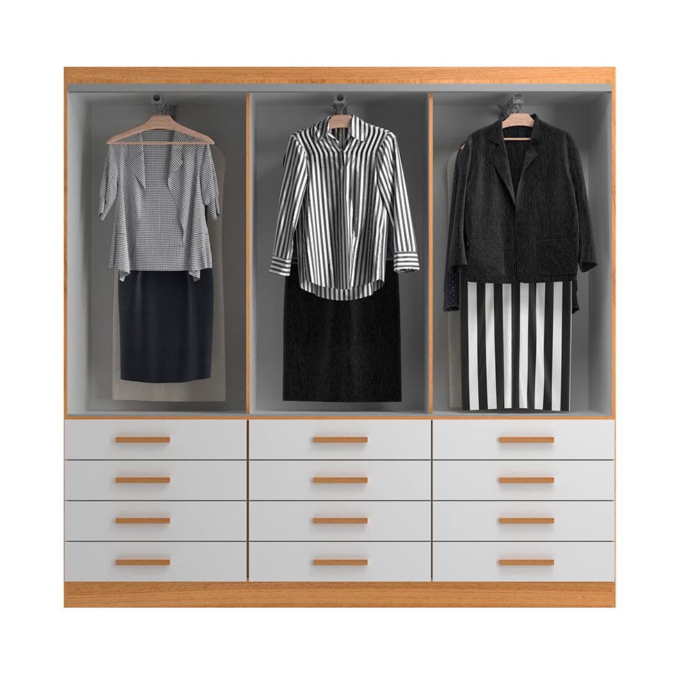 Guarda-Roupa Casal New Monaco 6 Portas 12 Gavetas Branco e Cinamomo