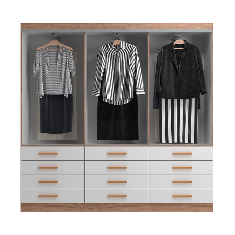 Guarda-Roupa Casal New Monaco 6 Portas 12 Gavetas Branco e Demolição