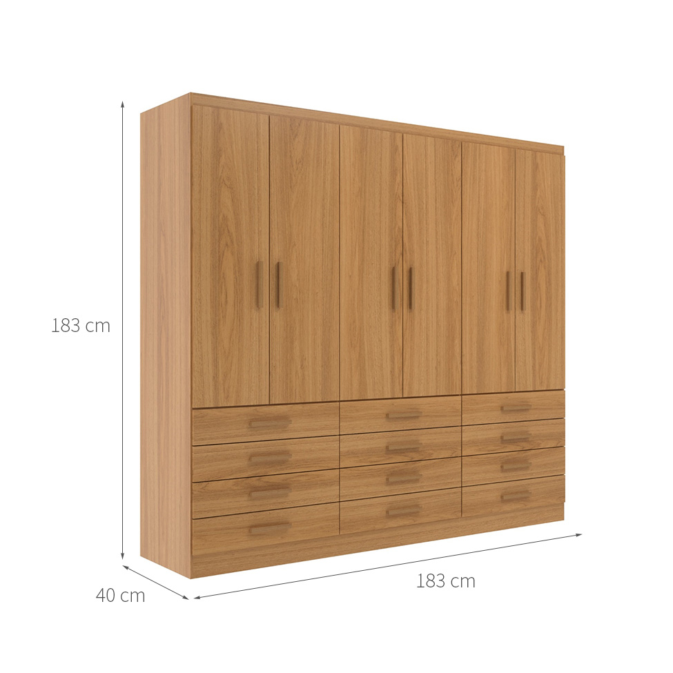 Guarda-Roupa Casal New Monaco 6 Portas 12 Gavetas Cinamomo