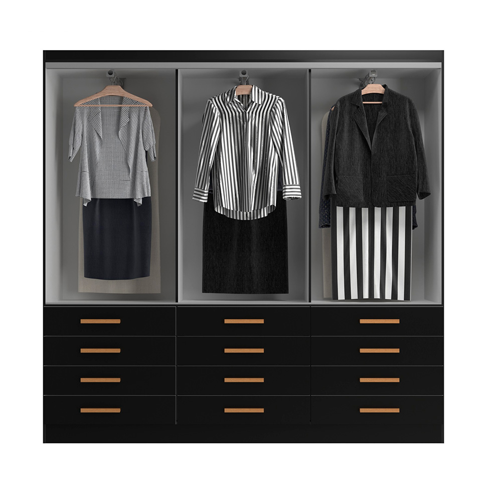Guarda-Roupa Casal New Monaco 6 Portas 12 Gavetas Preto