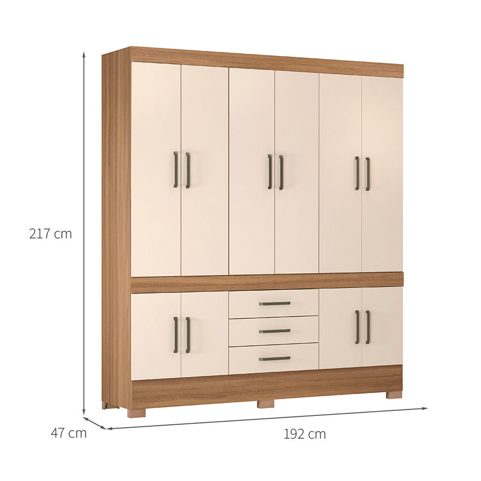 Guarda-Roupa Casal New Murano 10 Portas 3 Gavetas Amêndola e Off White