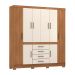 Guarda-Roupa Casal New Realce 8 Portas 4 Gavetas Amêndola e Off White