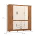 Guarda-Roupa Casal New Realce 8 Portas 4 Gavetas Amêndola e Off White