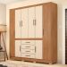Guarda-Roupa Casal New Realce 8 Portas 4 Gavetas Amêndola e Off White
