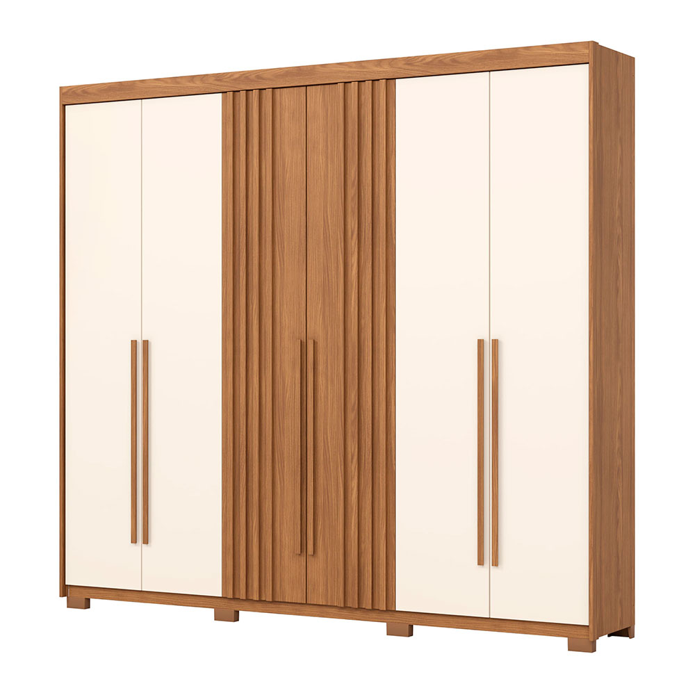 Guarda-Roupa Casal Norton 6 Portas 4 Gavetas Nature e Off White