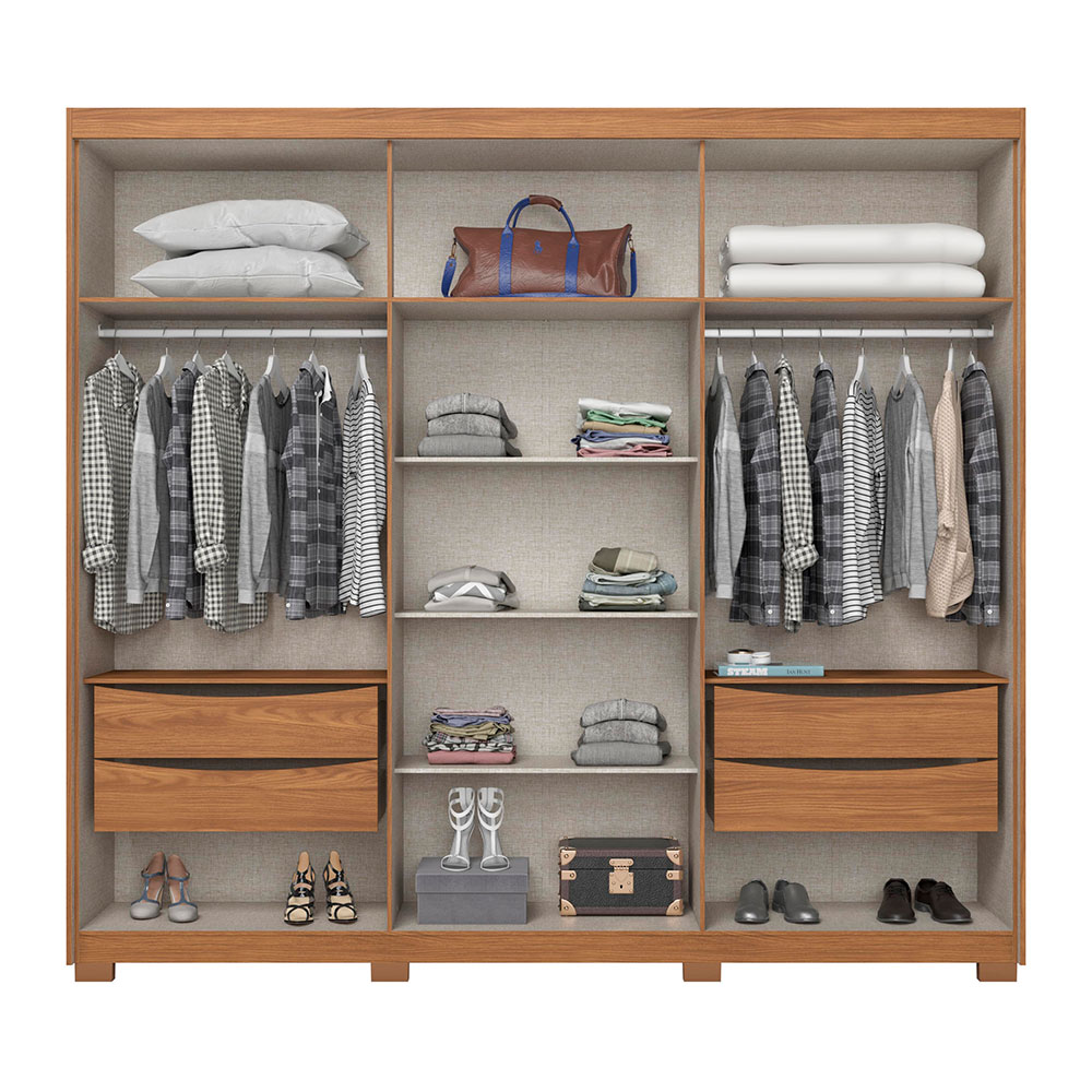 Guarda-Roupa Casal Norton 6 Portas 4 Gavetas Nature e Off White