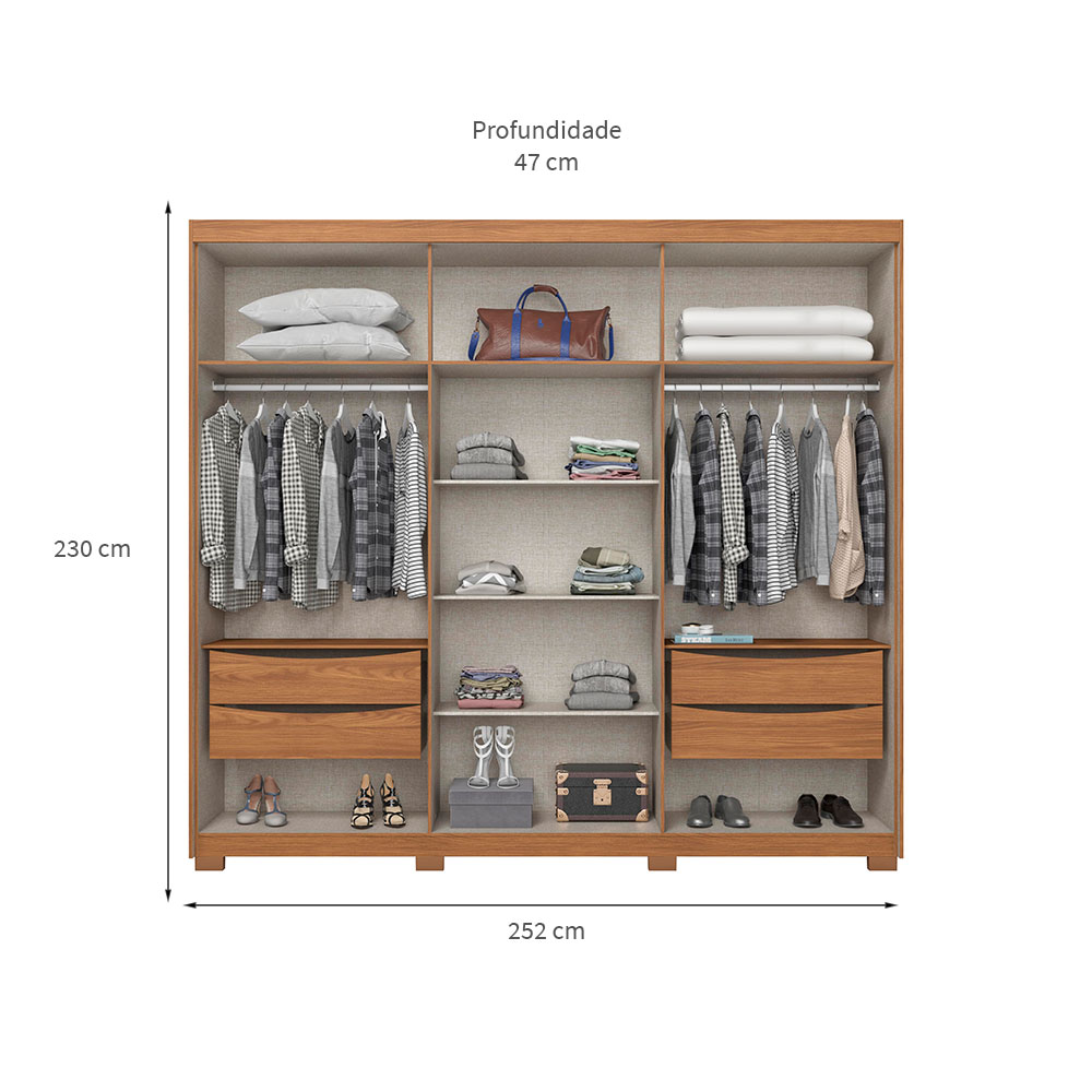 Guarda-Roupa Casal Norton 6 Portas 4 Gavetas Nature e Off White