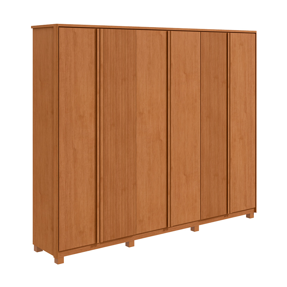 Guarda-Roupa Casal Ollie com Pés 6 Portas 6 Gavetas Amêndoa