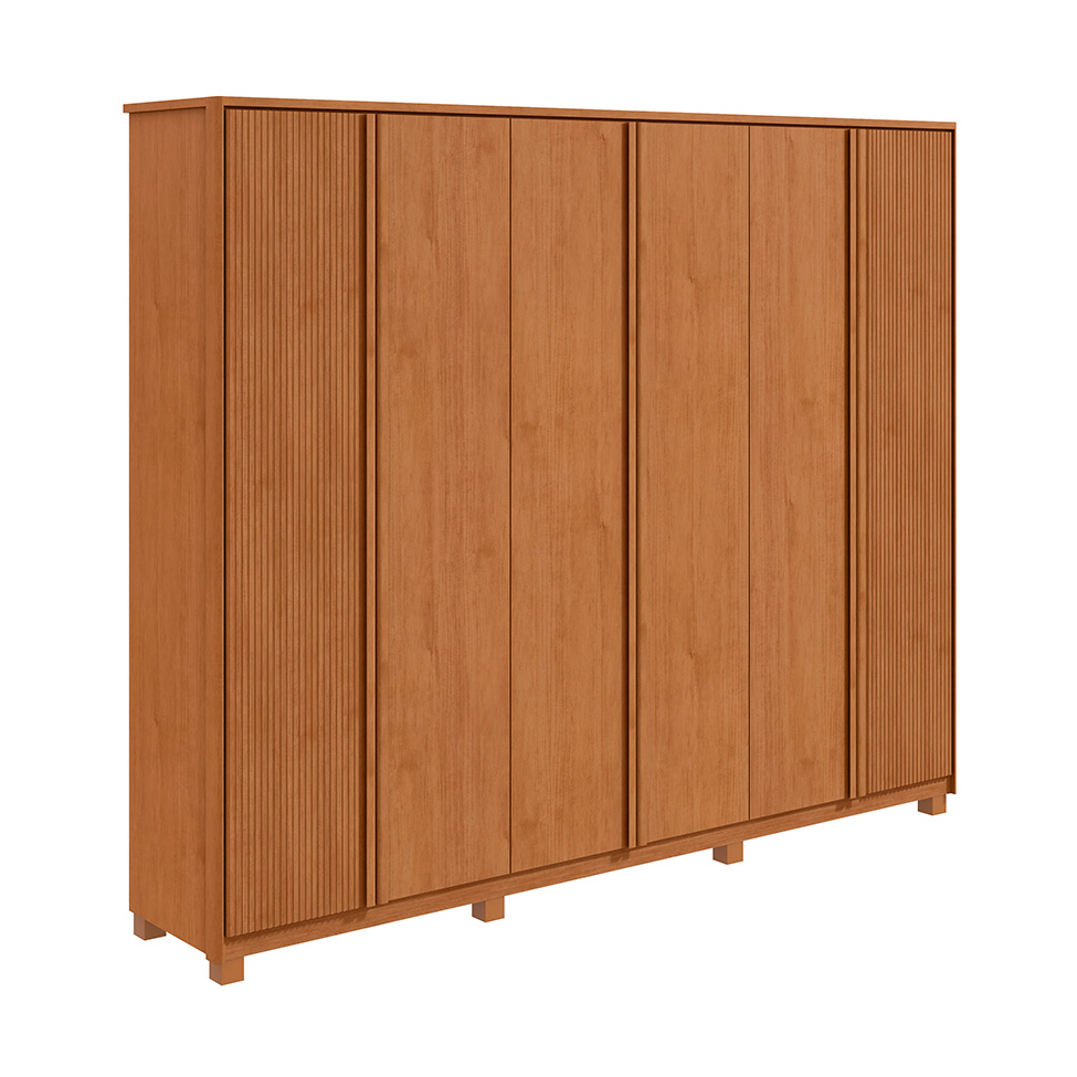 Guarda-Roupa Casal Ollie com Pés 6 Portas 6 Gavetas Amêndoa