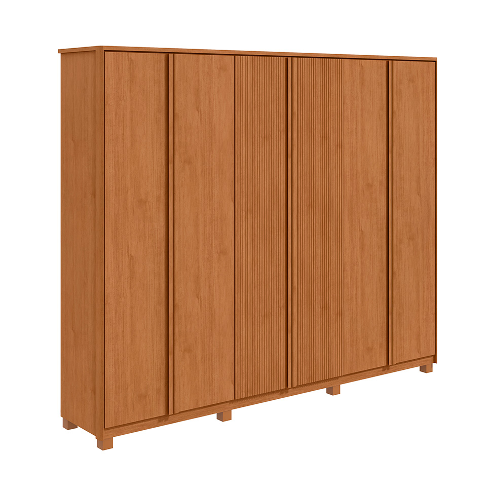Guarda-Roupa Casal Ollie com Pés 6 Portas 6 Gavetas Amêndoa