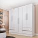 Guarda-Roupa Casal Oregon 6 Portas 4 Gavetas Neve