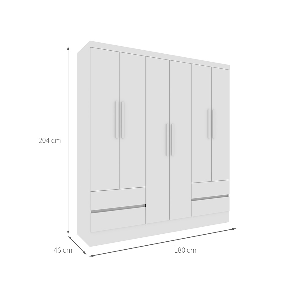 Guarda-Roupa Casal Oregon 6 Portas 4 Gavetas Neve