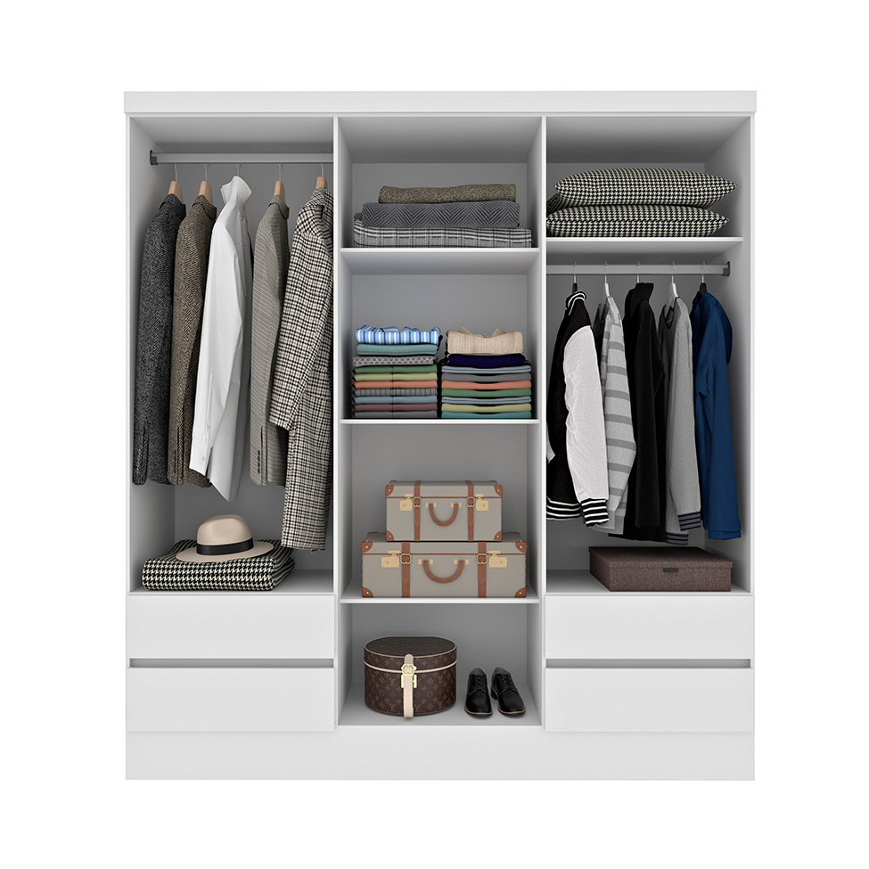 Guarda-Roupa Casal Oregon 6 Portas 4 Gavetas Neve