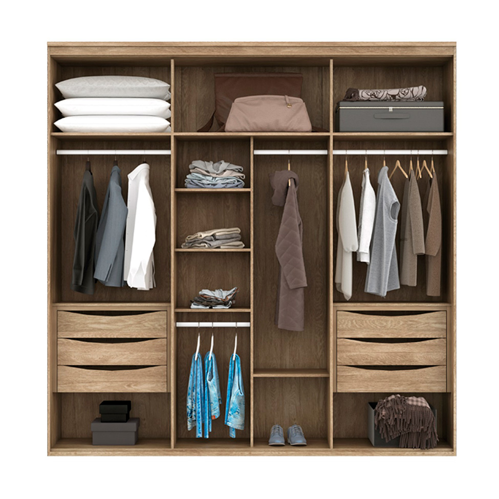 Guarda-Roupa Casal Originale 6 Portas 6 Gavetas Carvalho 267 cm