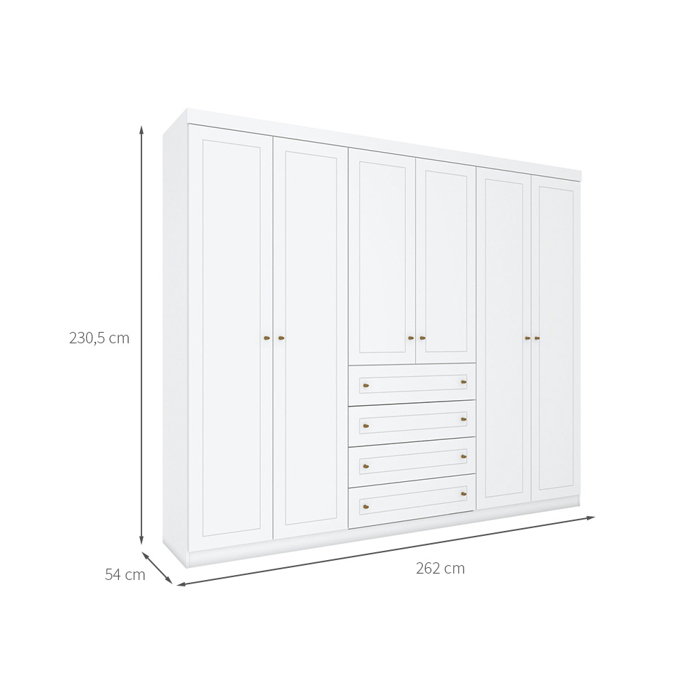 Guarda-Roupa Casal Orion 6 Portas 4 Gavetas Branco