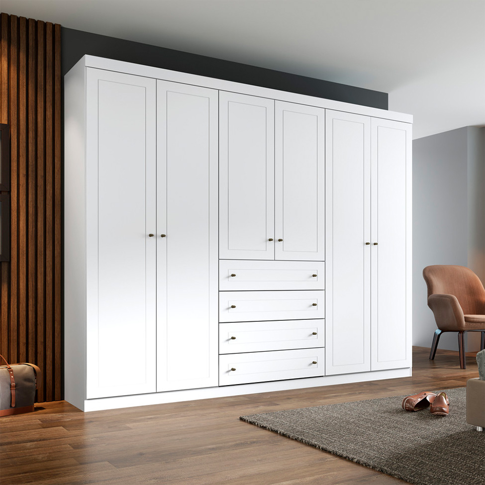 Guarda-Roupa Casal Orion 6 Portas 4 Gavetas Branco