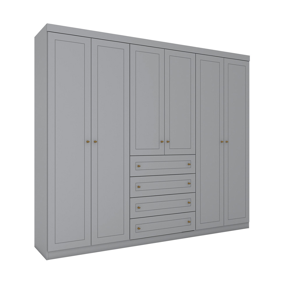 Guarda-Roupa Casal Orion 6 Portas 4 Gavetas Cinza