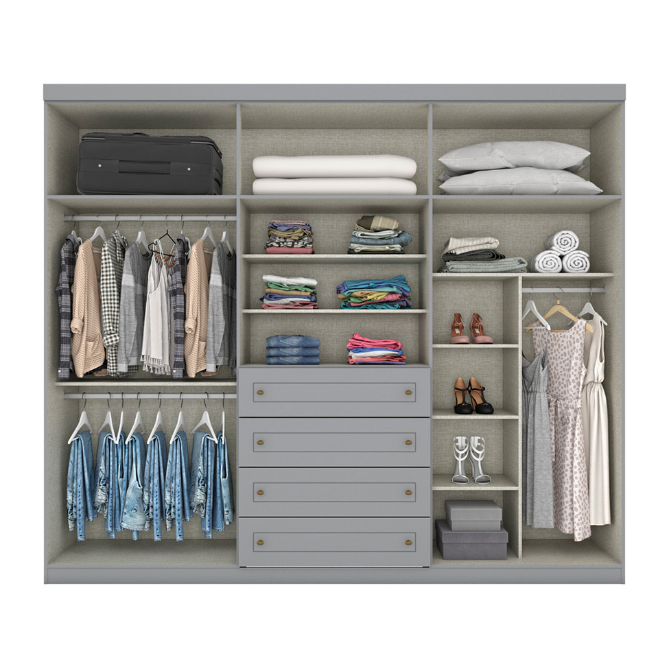 Guarda-Roupa Casal Orion 6 Portas 4 Gavetas Cinza