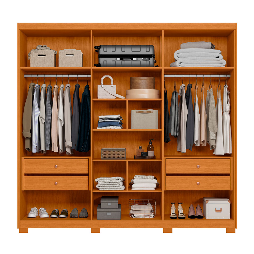 Guarda-Roupa Casal Ouro Verde 6 Portas 4 Gavetas Cinamomo e Sálvia