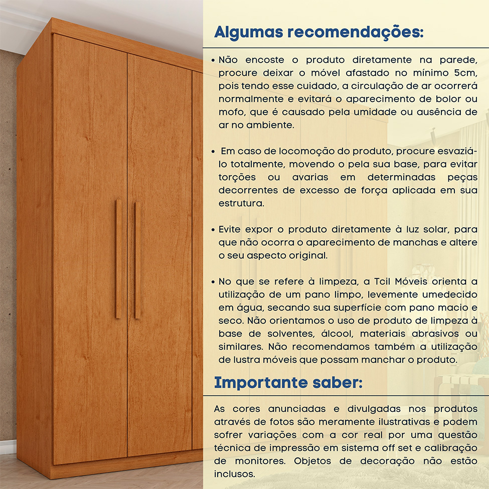 Guarda-Roupa Casal Paradiso com Pés 6 Portas 4 Gavetas Cinamomo 219 cm