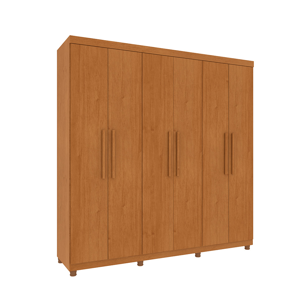 Guarda-Roupa Casal Paradiso com Pés 6 Portas 4 Gavetas Cinamomo 219 cm