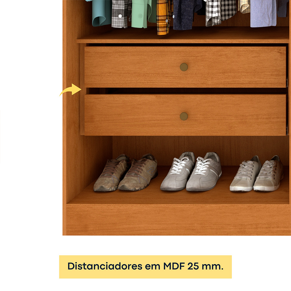 Guarda-Roupa Casal Paradiso com Pés 6 Portas 4 Gavetas Cinamomo 270 cm
