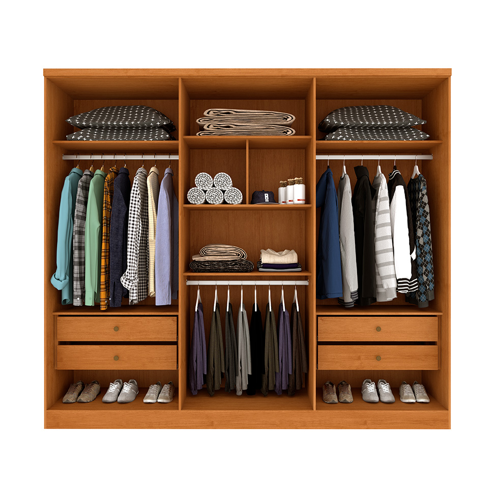 Guarda-Roupa Casal Paradiso com Pés 6 Portas 4 Gavetas Cinamomo 270 cm