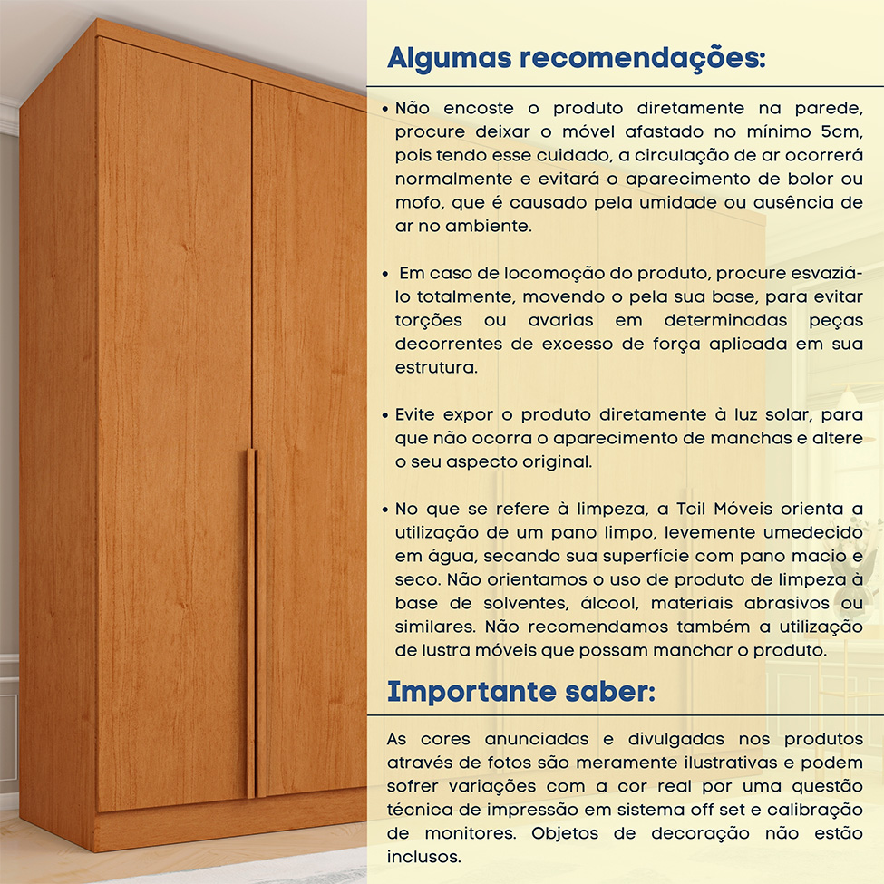 Guarda-Roupa Casal Paradiso com Pés 6 Portas 4 Gavetas Cinamomo 270 cm