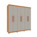 Guarda-Roupa Casal Paradiso com Pés 6 Portas 4 Gavetas Cinamomo e Off White 219 cm