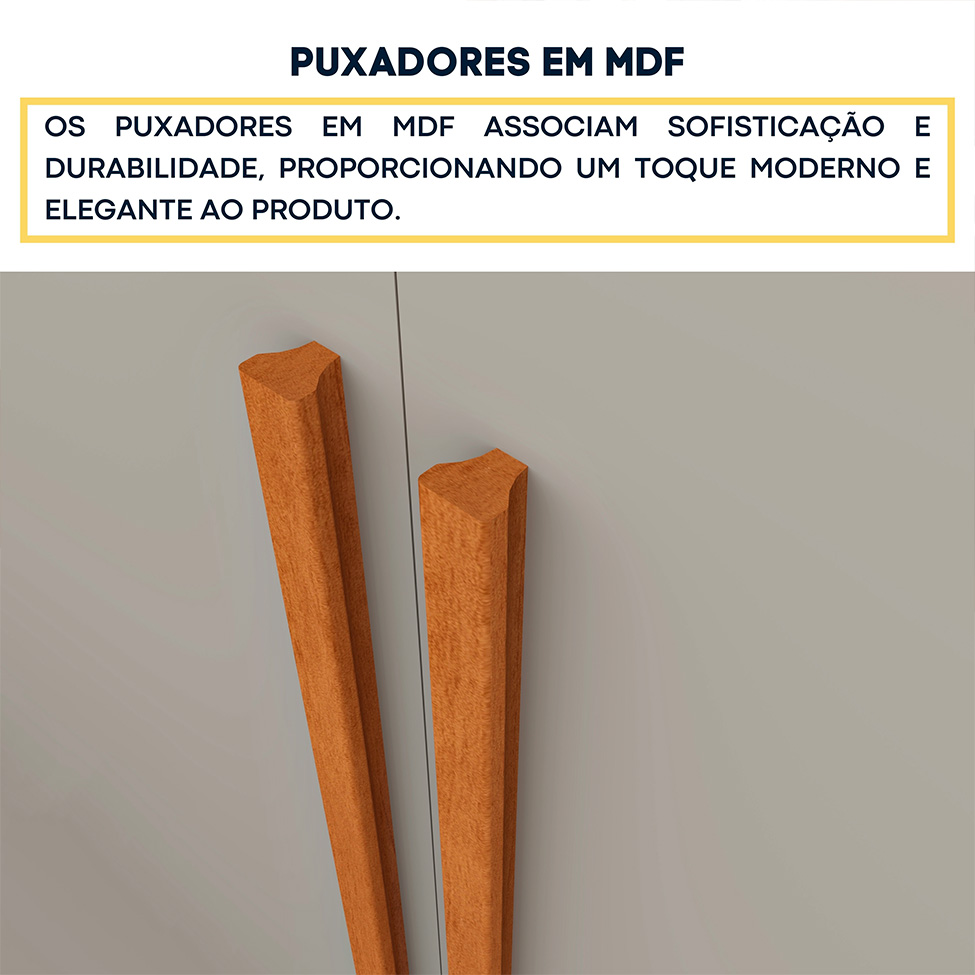 Guarda-Roupa Casal Paradiso com Pés 6 Portas 4 Gavetas Cinamomo e Off White 219 cm