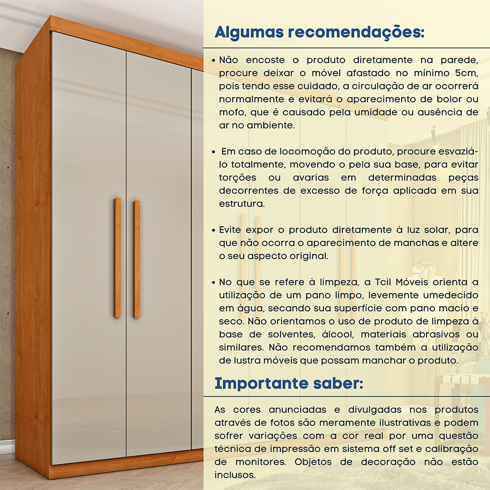 Guarda-Roupa Casal Paradiso com Pés 6 Portas 4 Gavetas Cinamomo e Off White 219 cm
