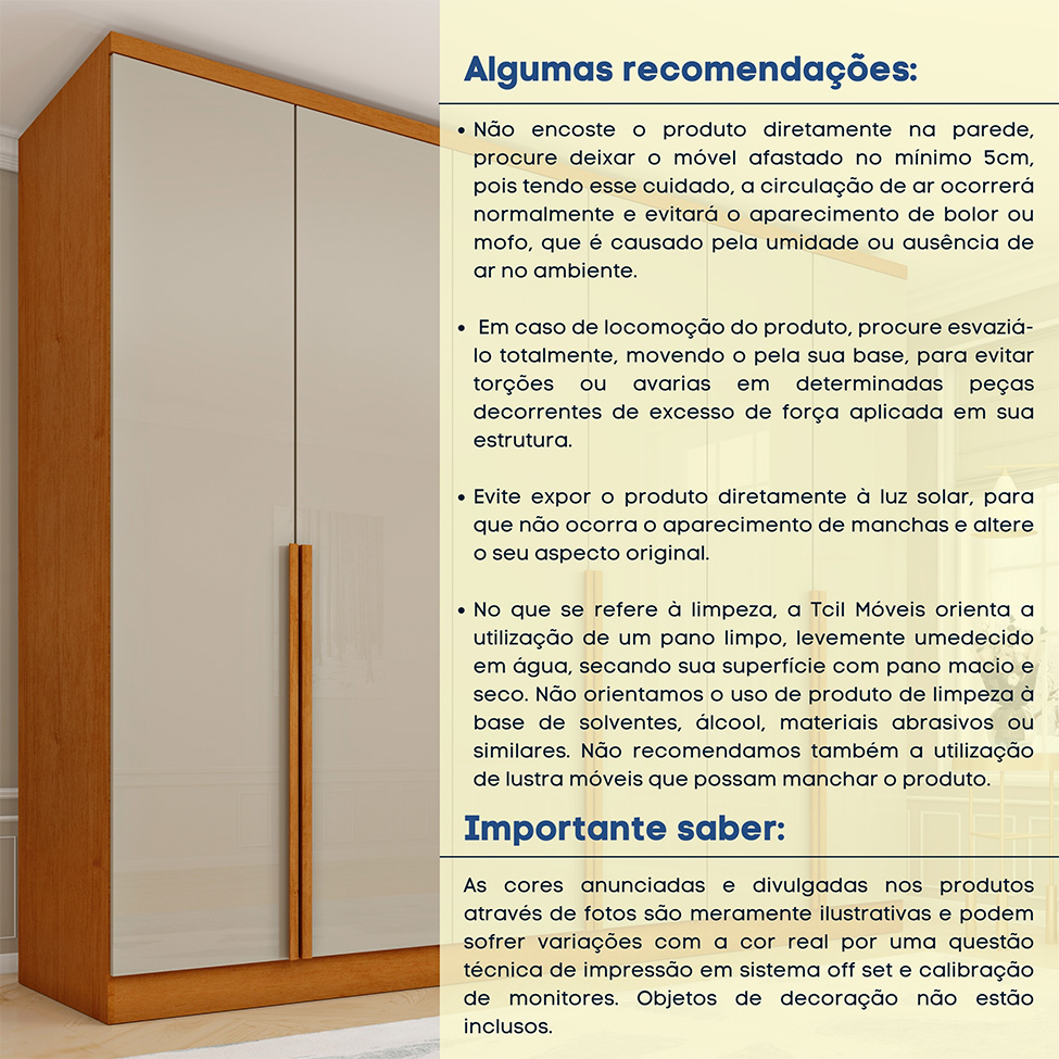 Guarda-Roupa Casal Paradiso com Pés 6 Portas 4 Gavetas Cinamomo e Off White 270 cm