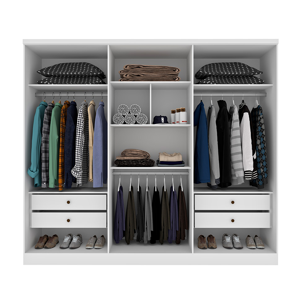 Guarda-Roupa Casal Paradiso com Pés 6 Portas 4 Gavetas Neve 270 cm