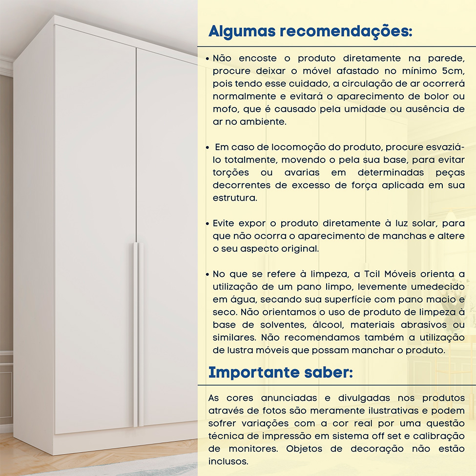 Guarda-Roupa Casal Paradiso com Pés 6 Portas 4 Gavetas Neve 270 cm