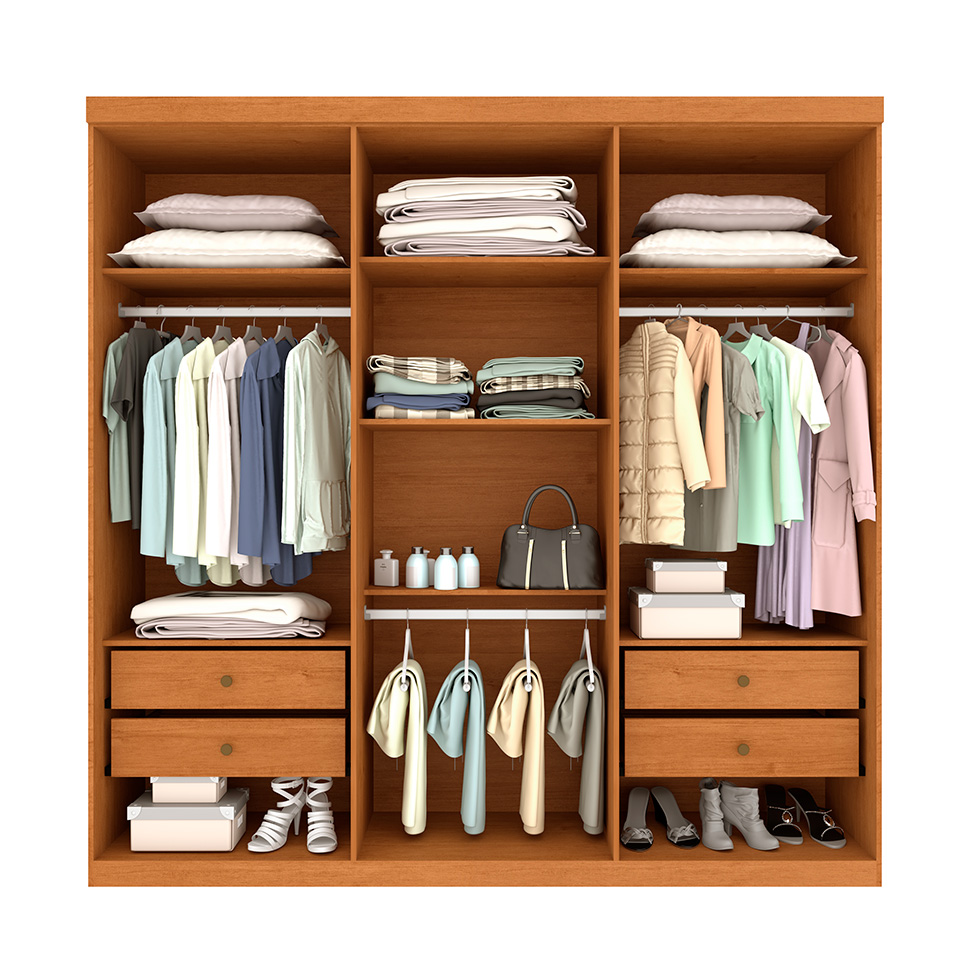 Guarda-Roupa Casal Paradiso sem Pés 6 Portas 4 Gavetas Cinamomo 219 cm