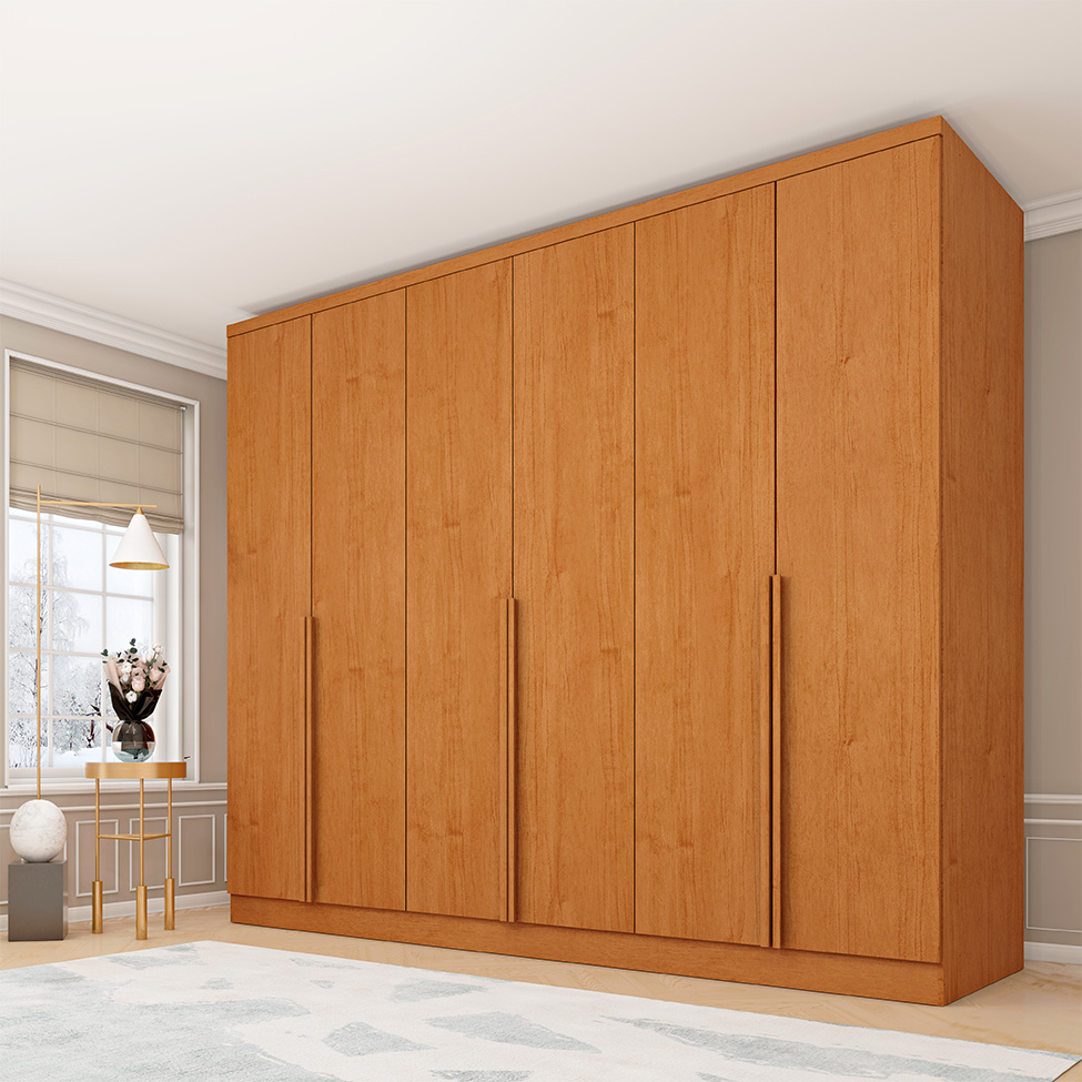 Guarda-Roupa Casal Paradiso sem Pés 6 Portas 4 Gavetas Cinamomo 270 cm