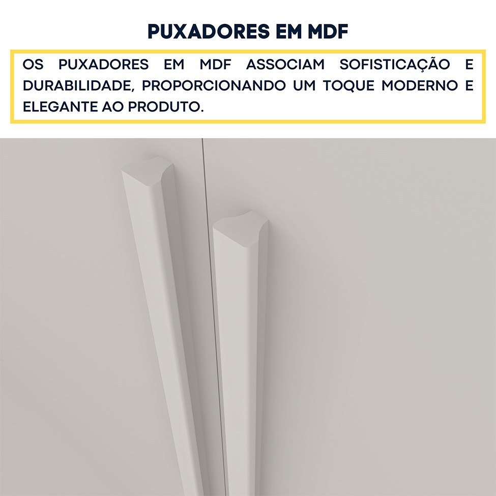 Guarda-Roupa Casal Paradiso sem Pés 6 Portas 4 Gavetas Neve 219 cm