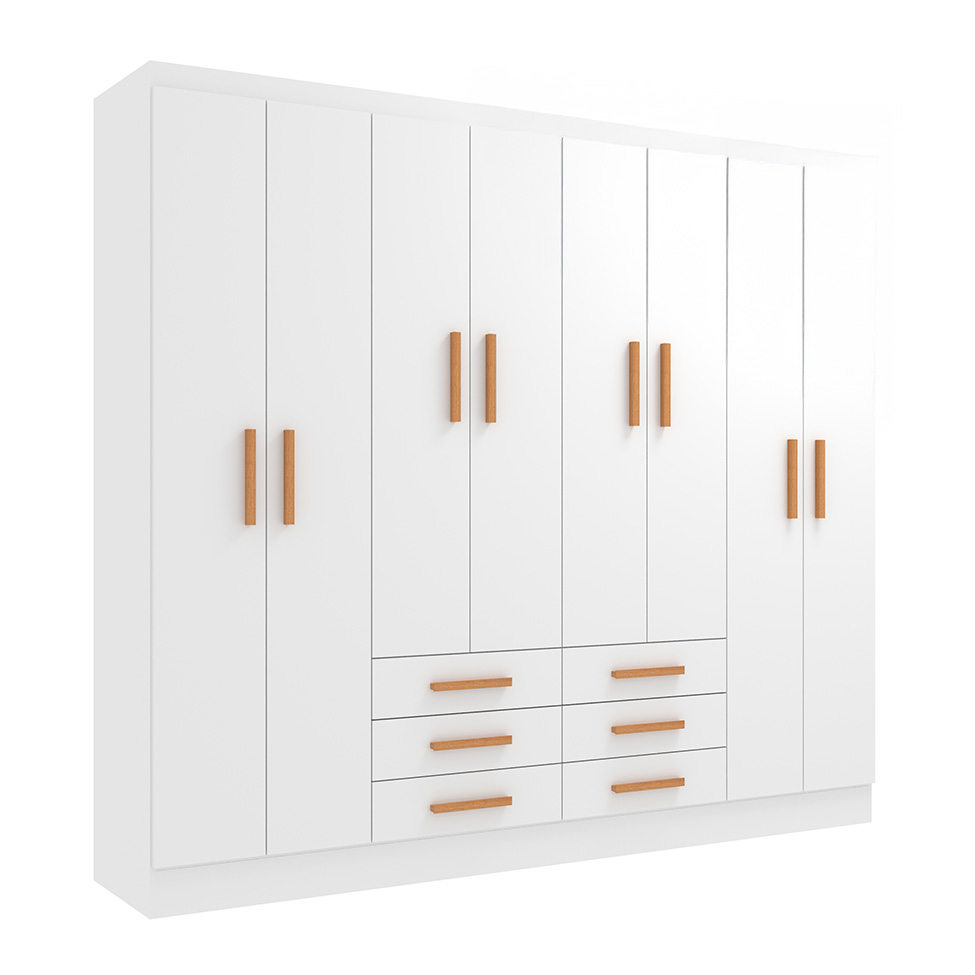 Guarda-Roupa Casal Paris 8 Portas 6 Gavetas Branco