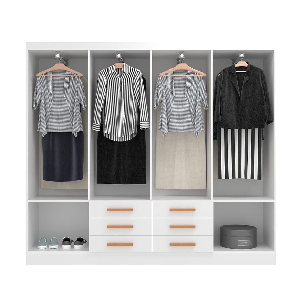 Guarda-Roupa Casal Paris 8 Portas 6 Gavetas Branco