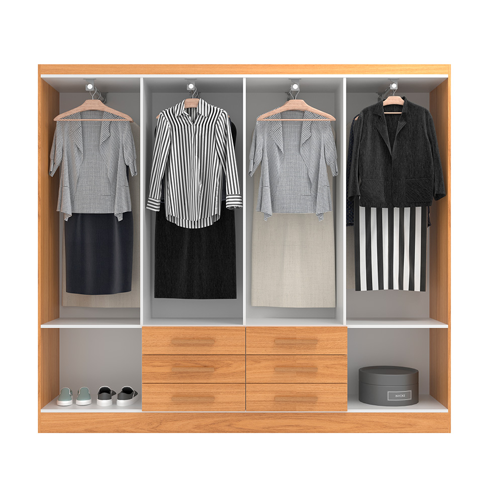 Guarda-Roupa Casal Paris 8 Portas 6 Gavetas Cinamomo