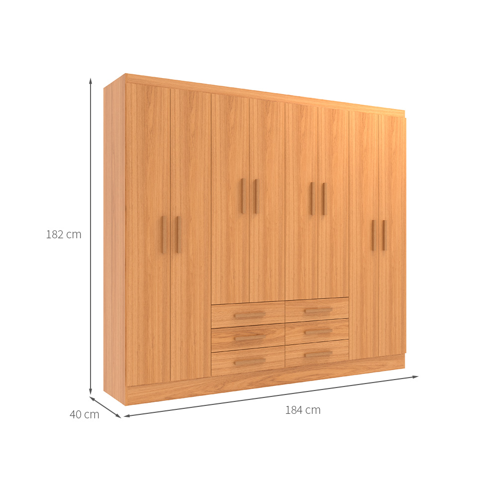 Guarda-Roupa Casal Paris 8 Portas 6 Gavetas Cinamomo
