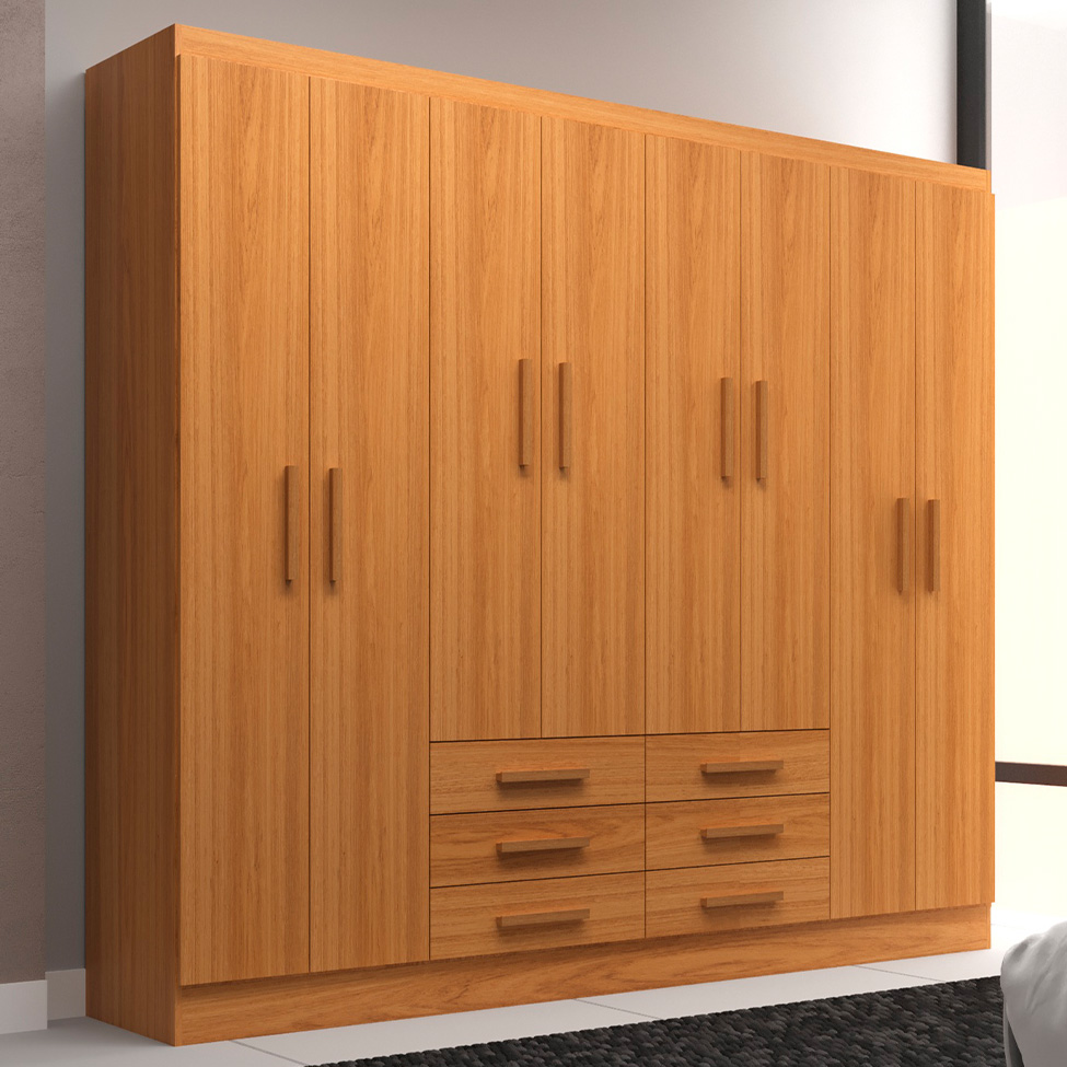 Guarda-Roupa Casal Paris 8 Portas 6 Gavetas Cinamomo