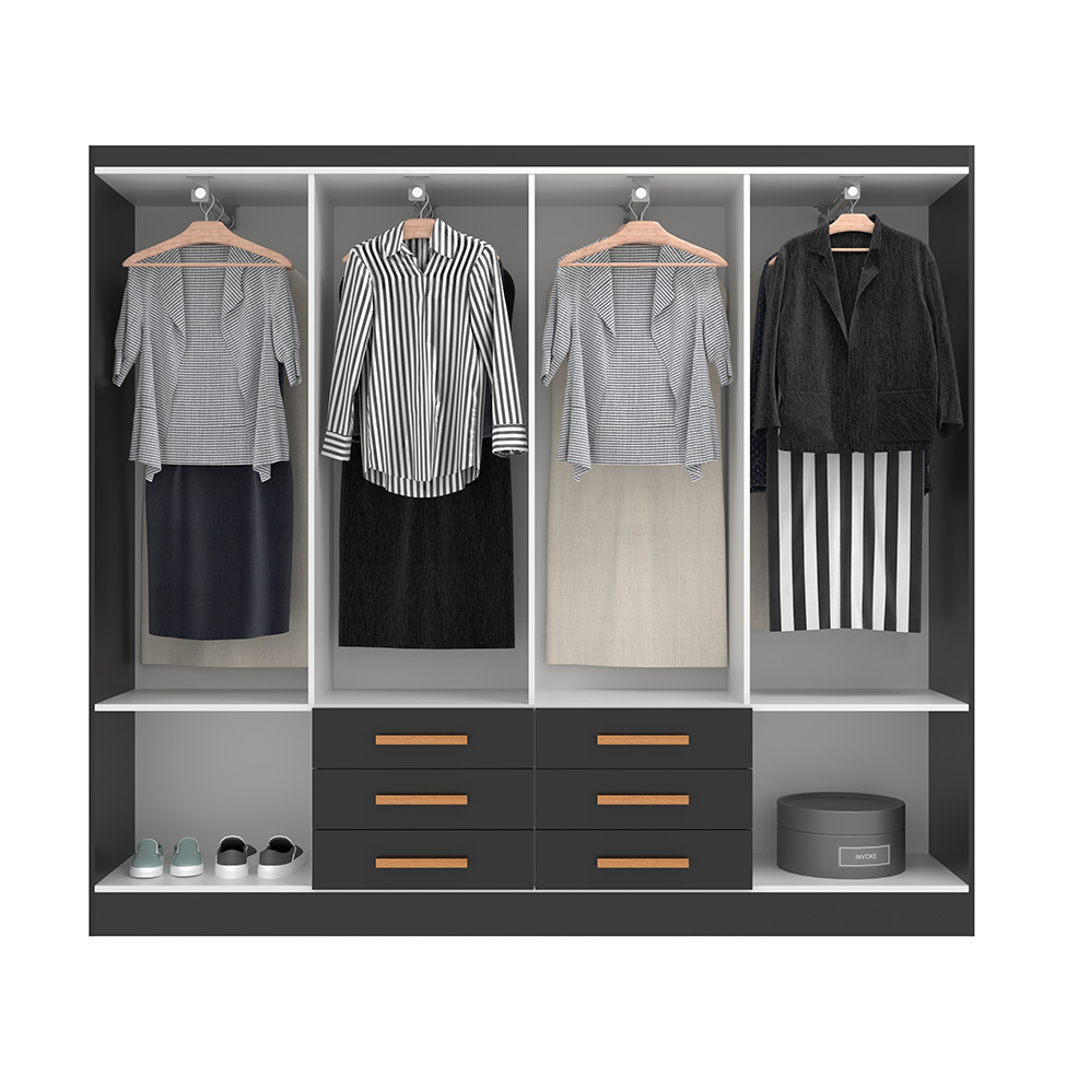 Guarda-Roupa Casal Paris 8 Portas 6 Gavetas Preto