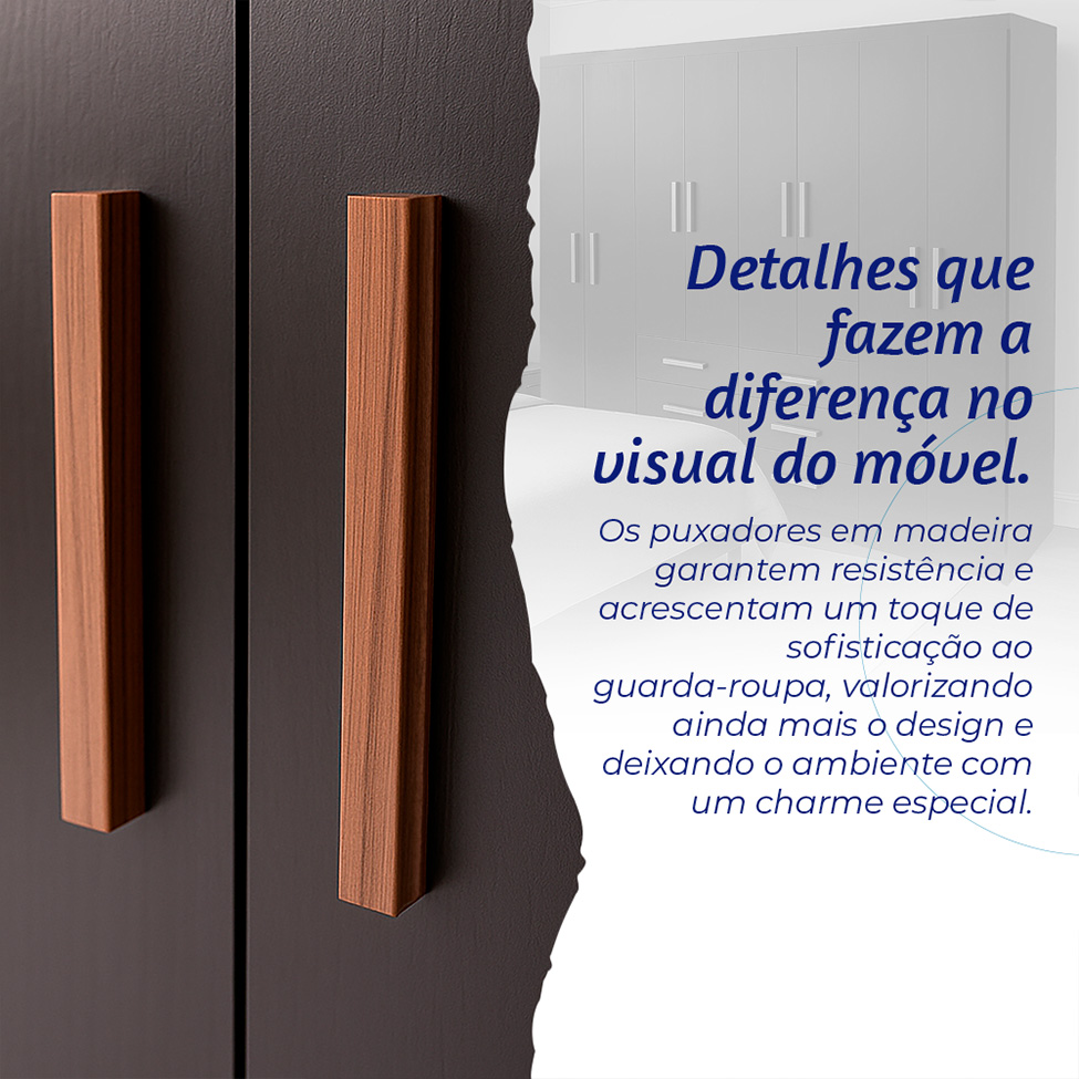 Guarda-Roupa Casal Paris 8 Portas 6 Gavetas Preto