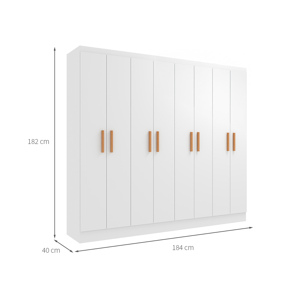Guarda-Roupa Casal Paris 8 Portas Branco