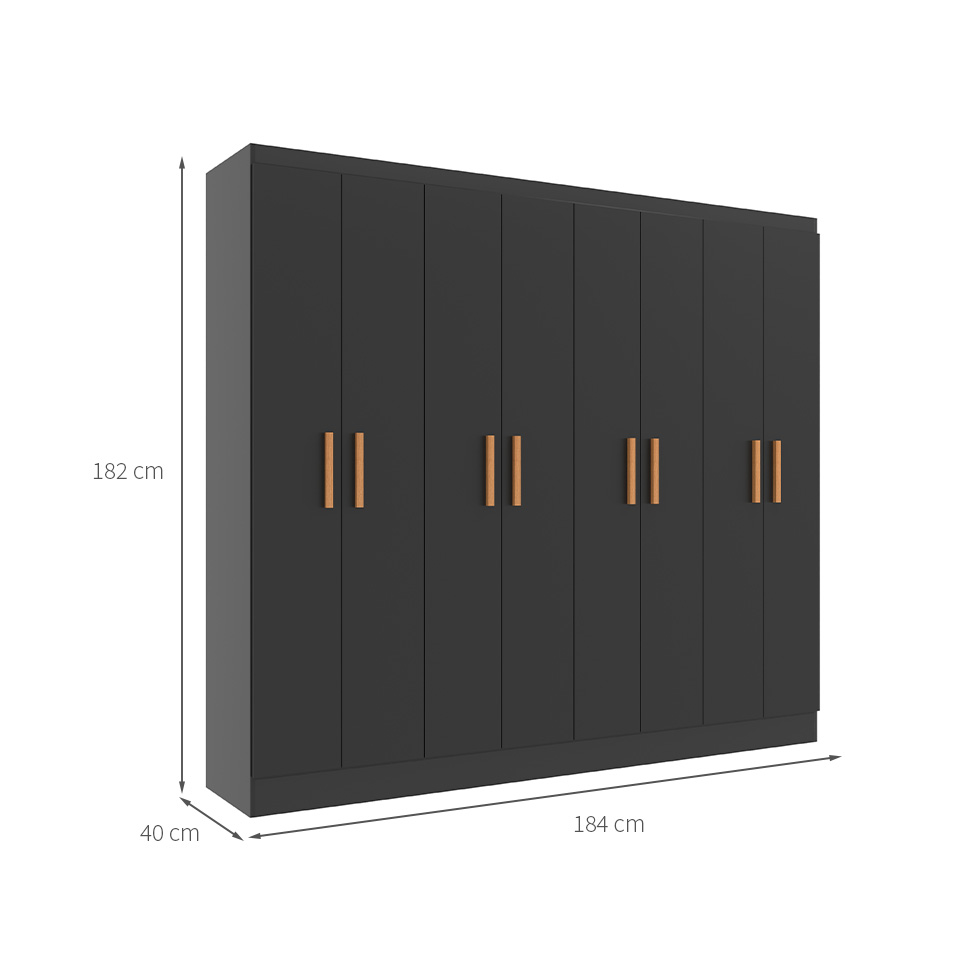 Guarda-Roupa Casal Paris 8 Portas Preto