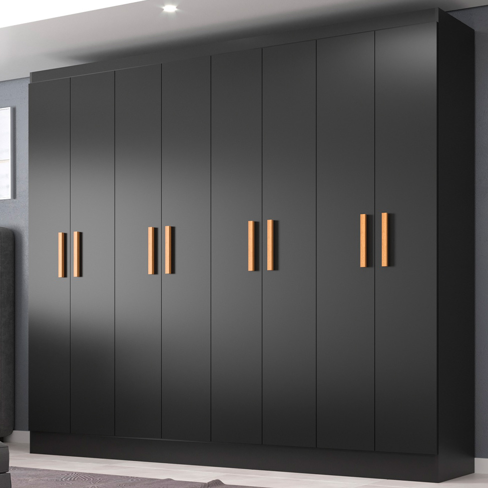 Guarda-Roupa Casal Paris 8 Portas Preto
