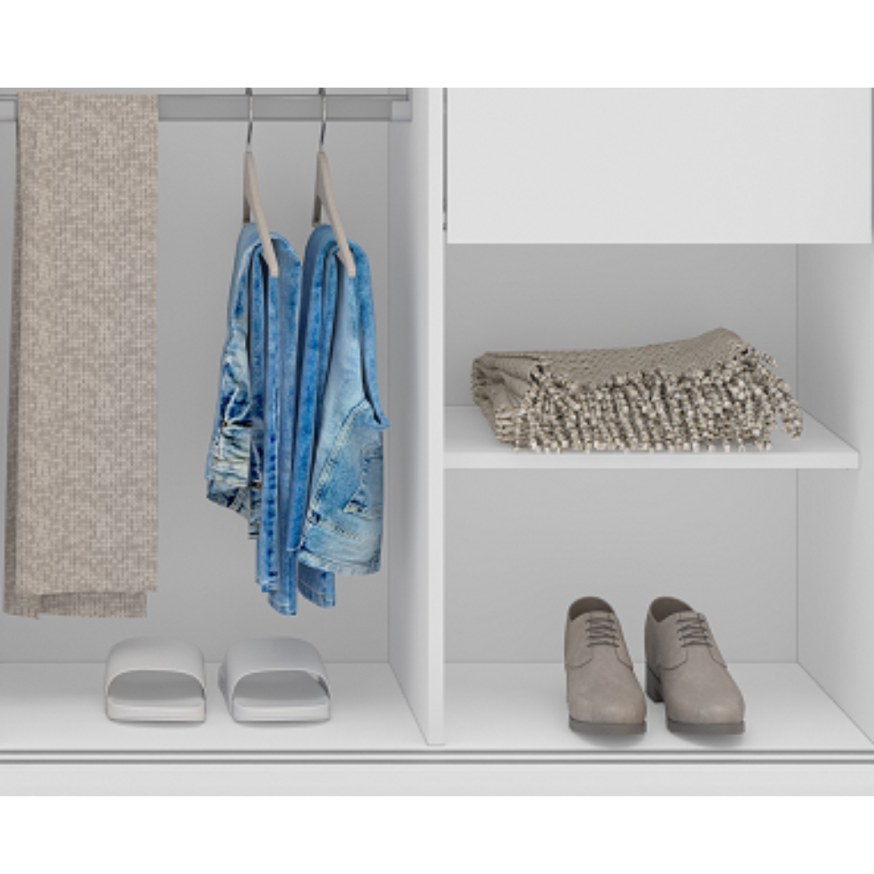 Guarda-Roupa Casal Porto 2 Portas 2 Gavetas Branco e Azul