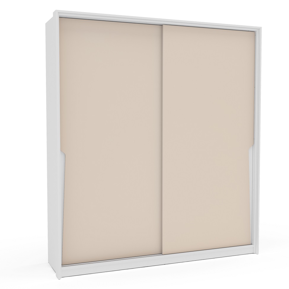 Guarda-Roupa Casal Porto 2 Portas 2 Gavetas Branco e Creme